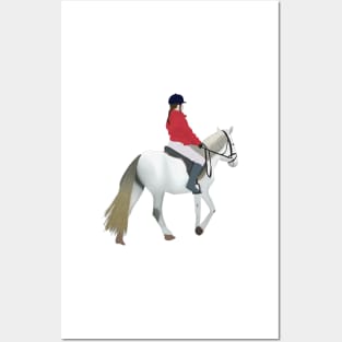 Girl Riding White Horse Posters and Art